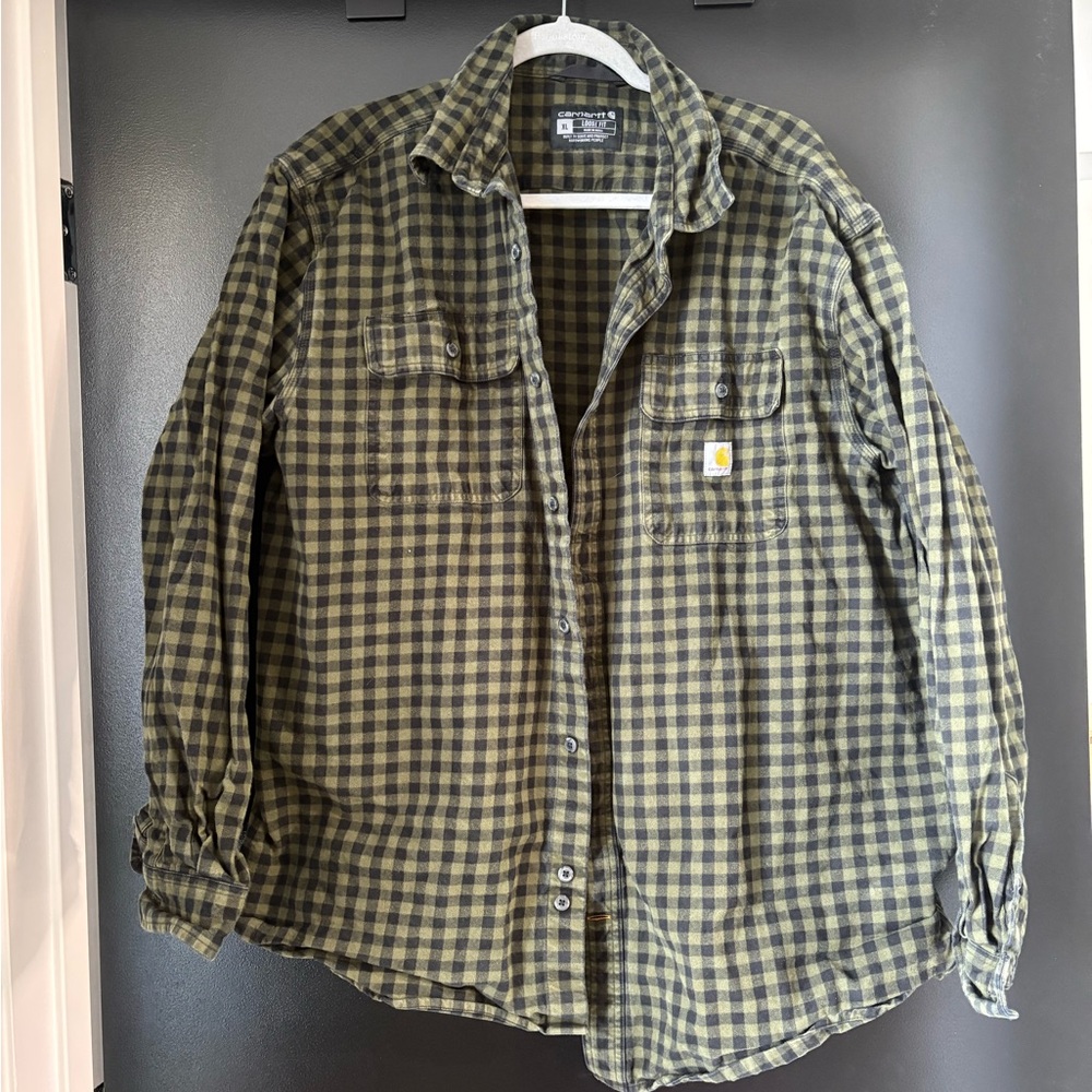 Carhartt Olive and Black Plaid Shirt